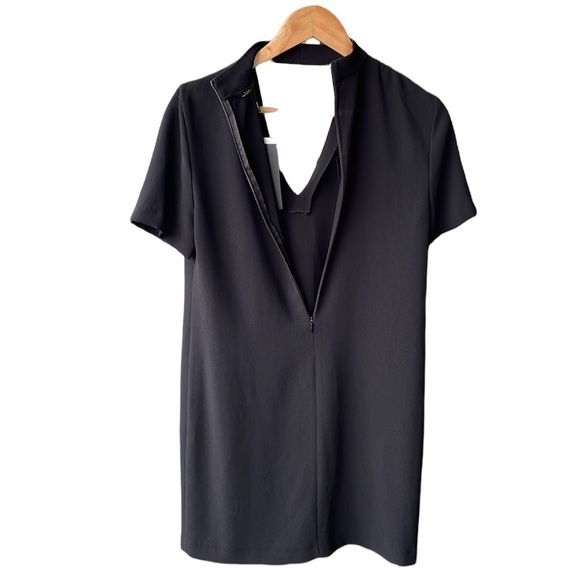 Zara Dress Black High Neck Cut Out Zip Cocktail Wedding Preppy Business Sz XS - Picture 3 of 7